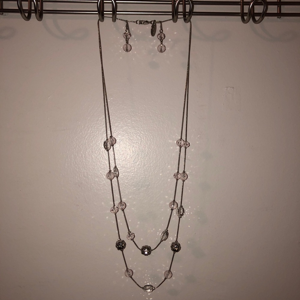 Very Pale Pink & Silver Necklace Set